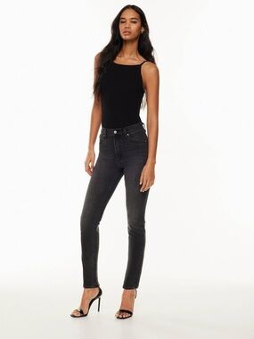 Denim Forum ($128) 80s Bardot High Rise Slim Jeans Black Liquorice Vintage Sz 27